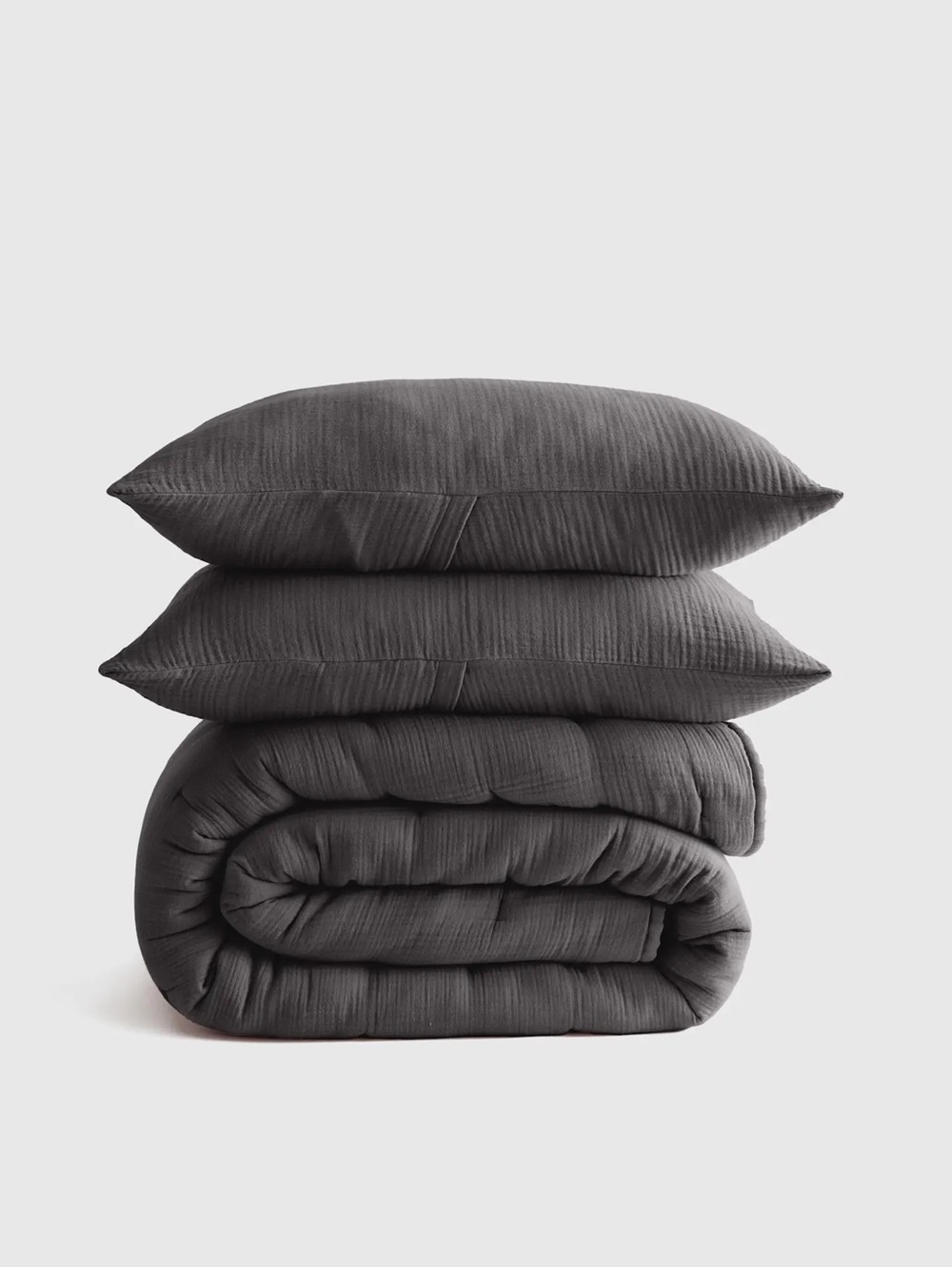 QUINCE Organic Cotton Gauze Dream Quilt Set King/Cal King Charcoal 7486